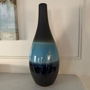 Hobby Lobby Floral Black Blue Ombre Ceramic Vase 16 Inch Home Decor